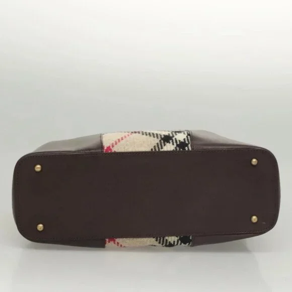 BURBERRY Nova Check Tote Bag Wool Beige Gold